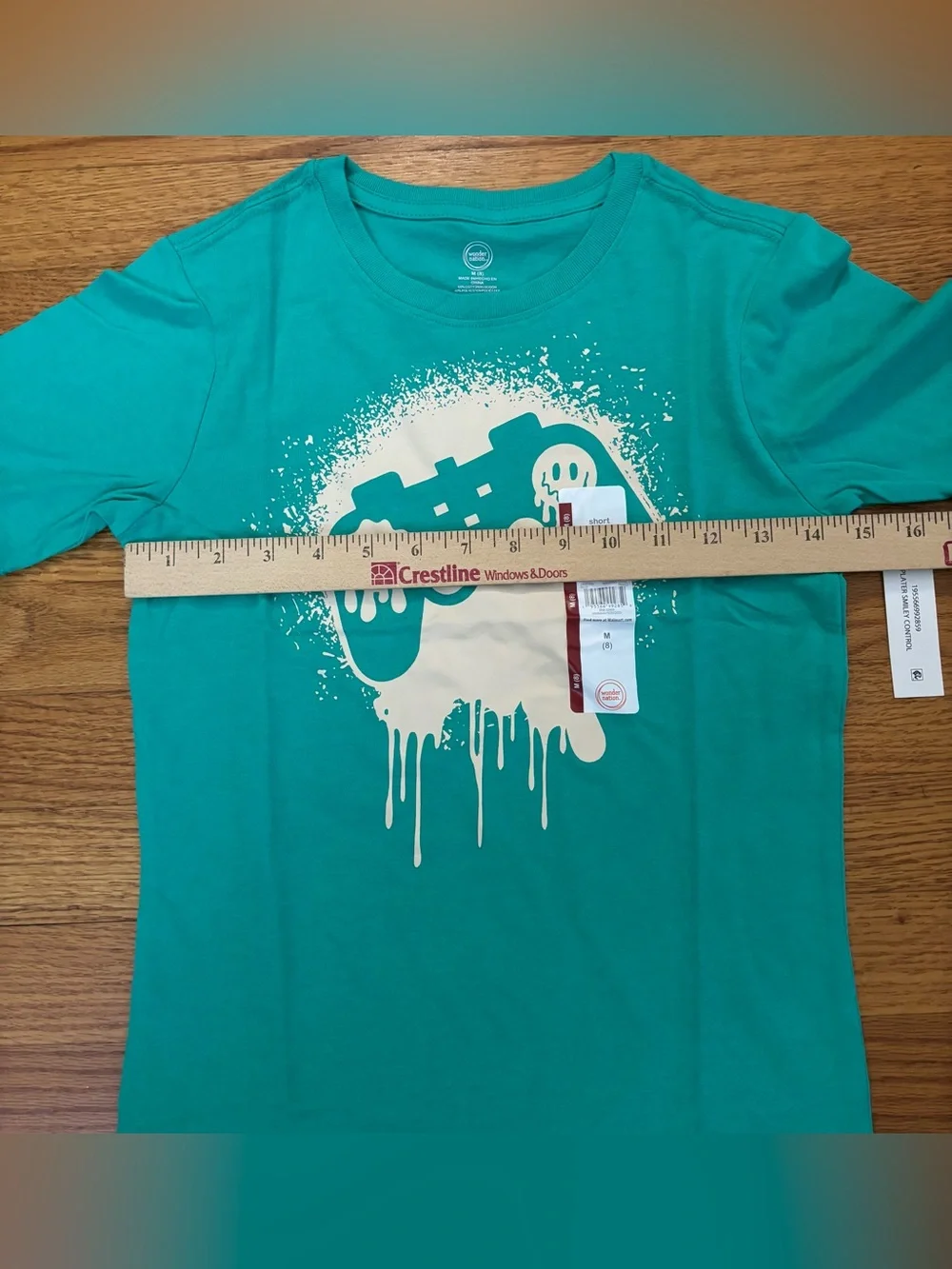 Wonder Nation Tee Boys M (8) Teal Splatter Smiley Controller T-Shirt Gaming